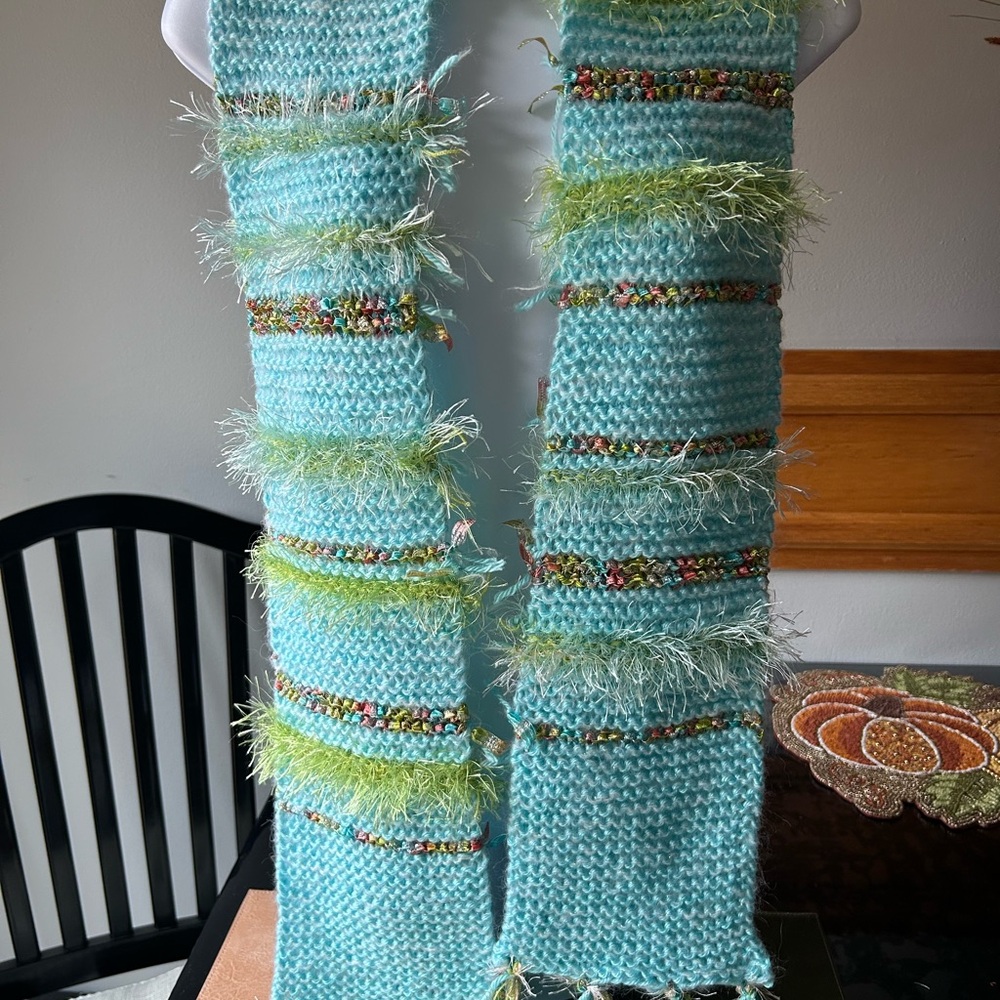 Handcrafted Blue and Green Scarf